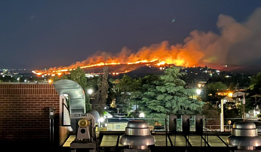 brush fire near Hug High School